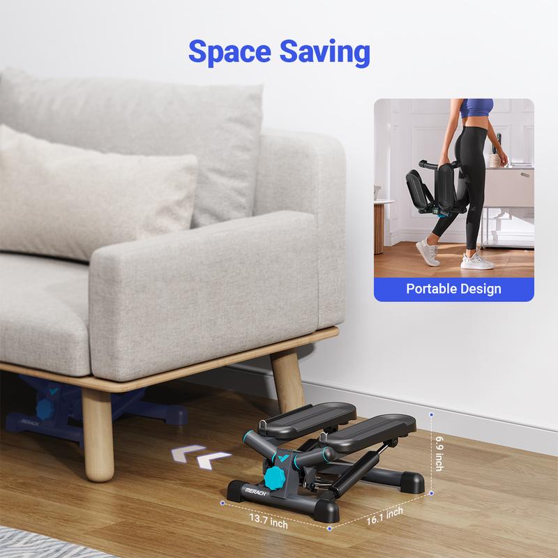 Steppers for Exercise, Space-saving Stair Stepper with Resistance Bands