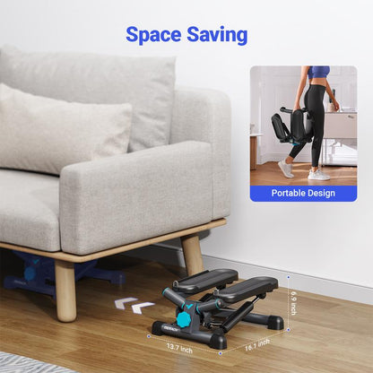 Steppers for Exercise, Space-saving Stair Stepper with Resistance Bands