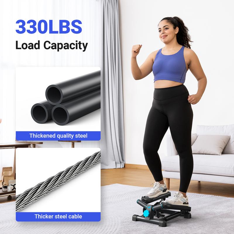 Steppers for Exercise, Space-saving Stair Stepper with Resistance Bands