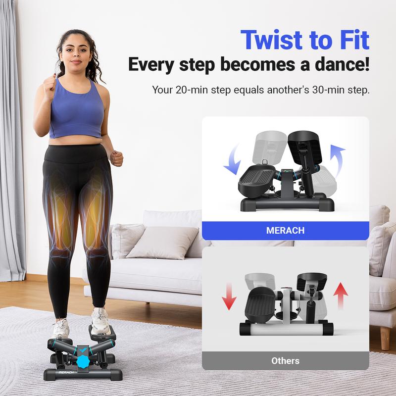Steppers for Exercise, Space-saving Stair Stepper with Resistance Bands